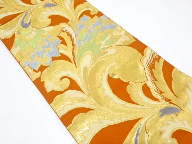 JAPANESE KIMONO / ANTIQUE FUKURO OBI / SILK / WOVEN FLORAL SARASA